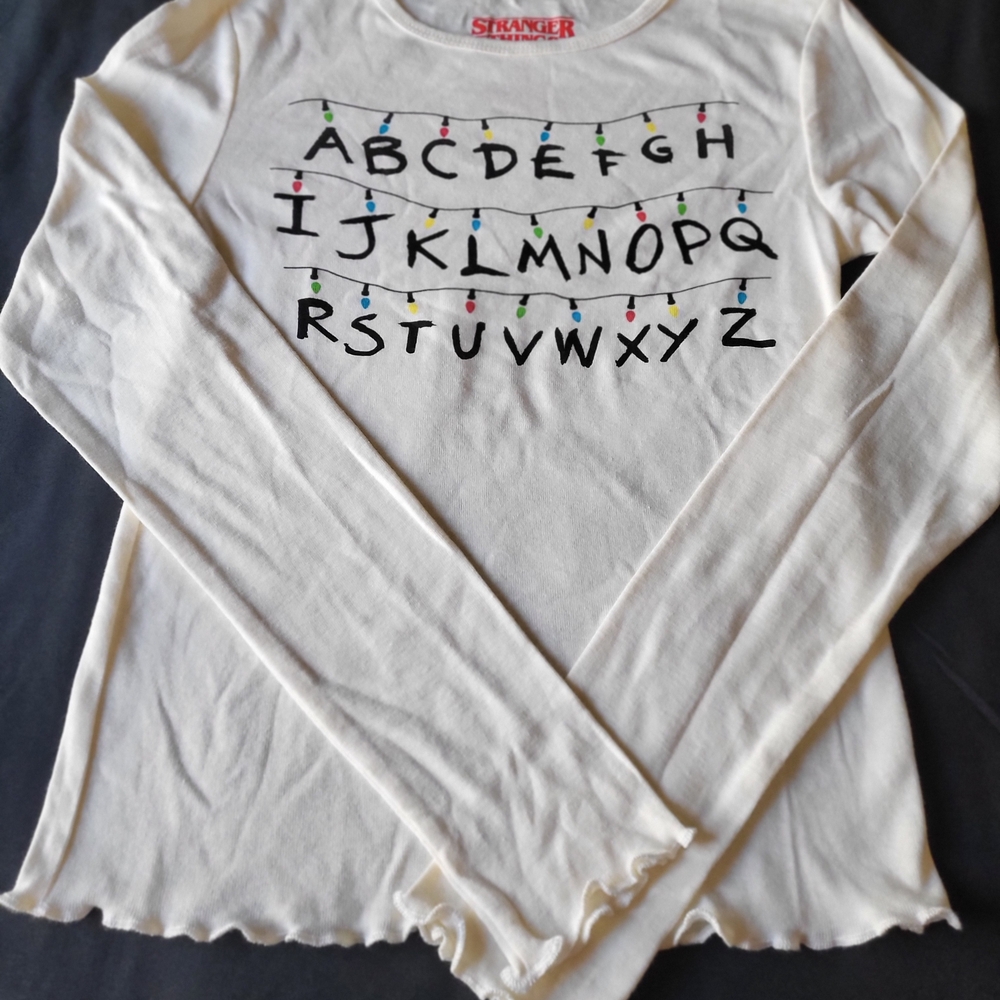 Netflix Stranger Things White Alphabet Long Sleeve Tee XS